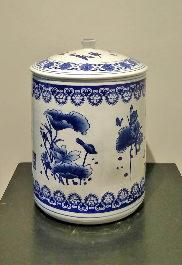 Blue and White Ceramic Jar